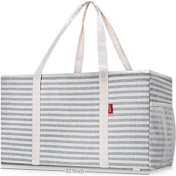 Standing Extra Large Utility Tote Bag with Metal Wire Frame and the Sides - Picture 1 of 7